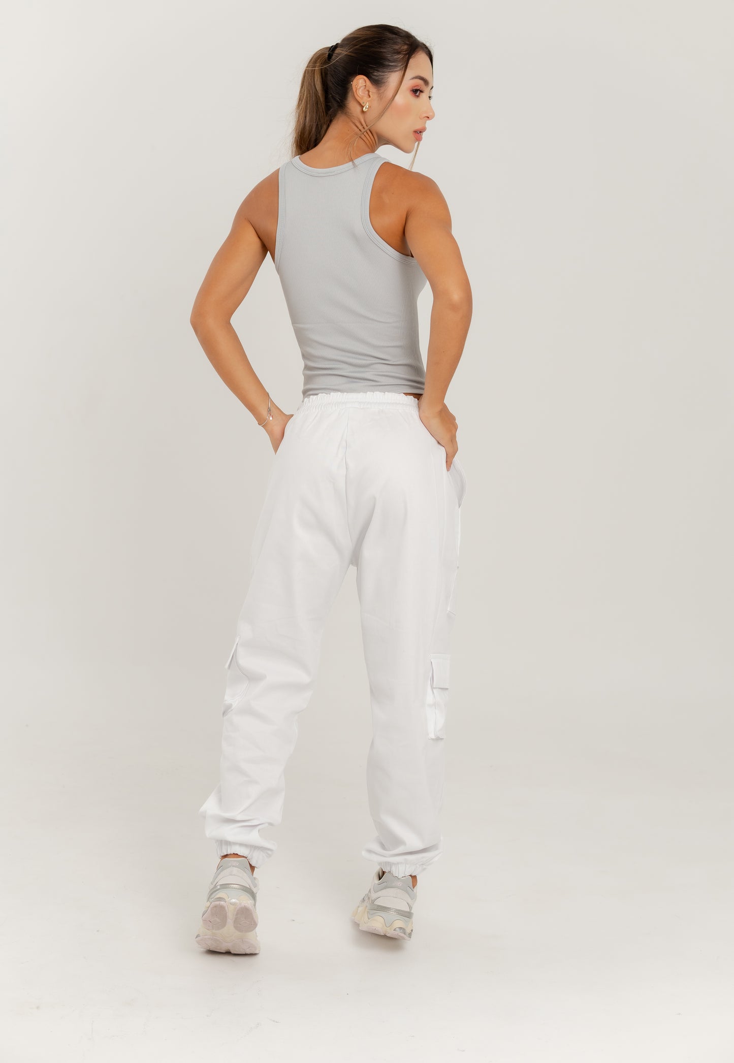 Jogger Cargo Drill - Blanco